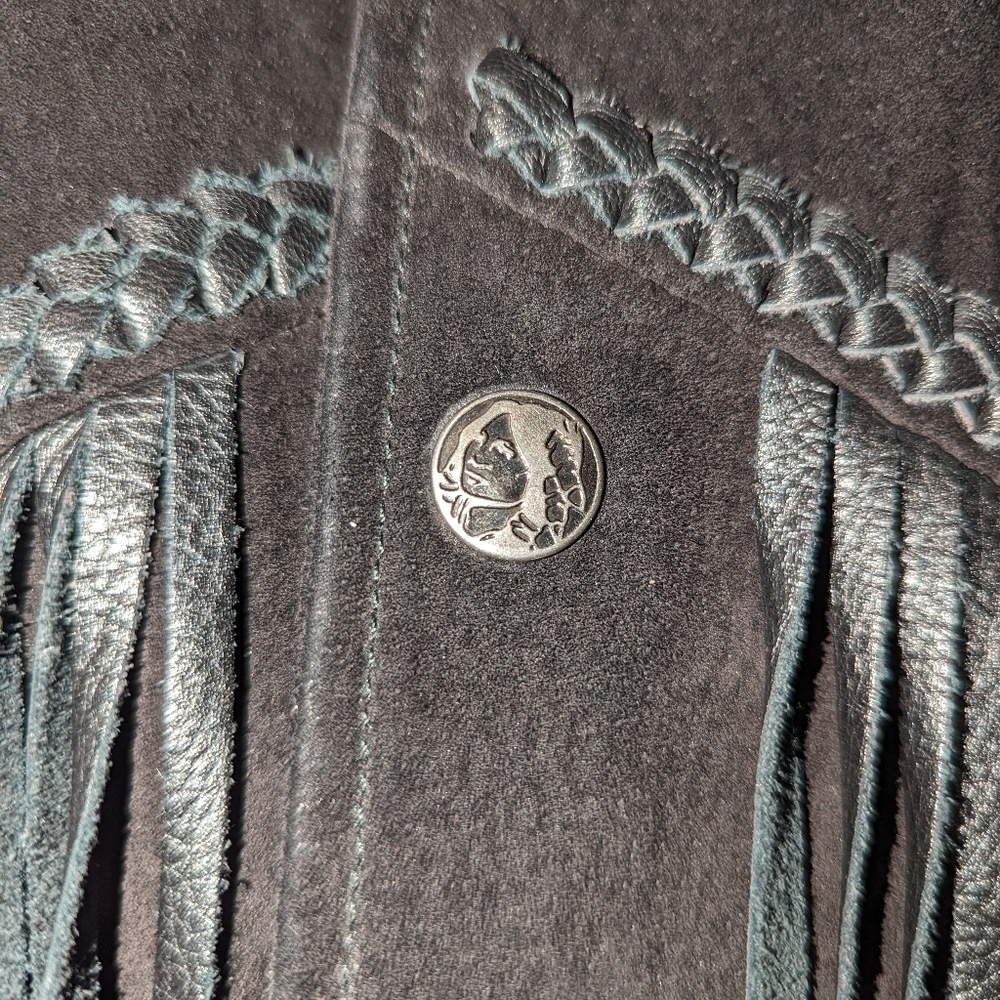 Vintage Scully Authentic Genuine black leather jacket with black leather fringe. - Picture 7 of 12